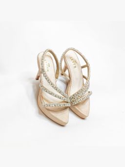 THE ALTER - Kiara Beige Embellished Platform Stiletto Heels
