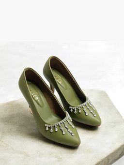 THE ALTER - Embellished Green Pumps