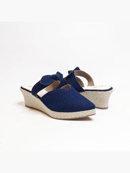 THE ALTER - Denim Navy Blue Bow Wedges