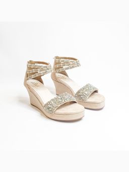 THE ALTER - Bella Beige Embellished Wedges
