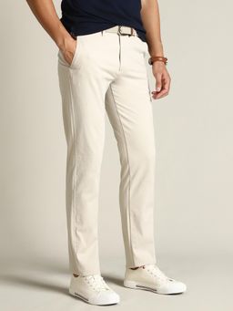 Dockers - Men Cream Mid Rise Slim Fit Trousers