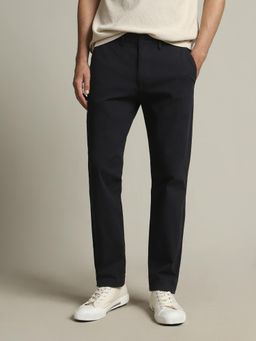 Dockers - Men Navy Blue Motion Mid Rise Slim Fit Trousers