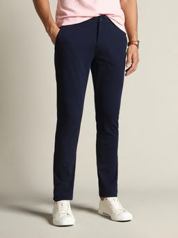 Dockers - Men Navy Blue Mid Rise Skinny Fit Trousers