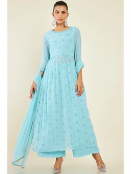 Soch - Women Blue Georgette Embellished/sequined Suit (Set of 3)