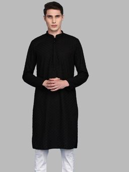 Sanwara - Mens Black Chikankari Designer Cotton Kurta