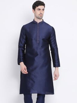Sanwara - Mens Woven Festive Deep Blue Jacquard Kurta