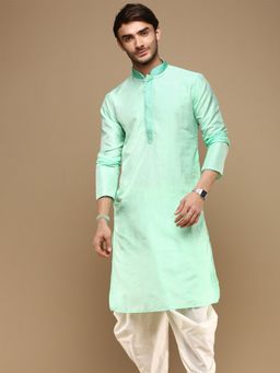 Sanwara - Unleash Your Style with Mens Sea Green Jacquard Designer Kurta