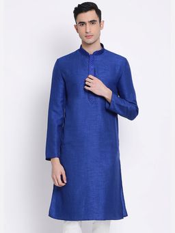 Sanwara - Mens Woven Festive Ink Blue Jacquard Kurta