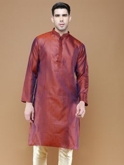Sanwara - Mens Woven Festive Wear Red Jacquard Kurta