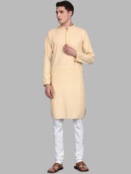 Sanwara - Elegant Beige Chikankari Cotton Kurta with Churidar Pyjama for Mens (Set of 2)