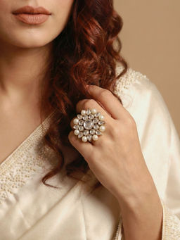 PAYA - Kundan And Pearl Round Ring