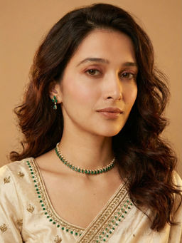 PAYA - Green Drop Linear Choker and Earrings