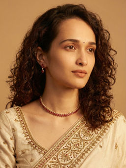 PAYA - Red Drop Linear Choker and Earrings