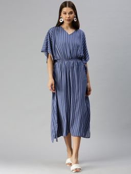 SHOWOFF - Women Striped Blue Kaftan Dress