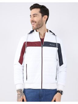 Monte Carlo - White Men Detachable Hood Full Sleeve Jacket