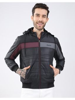Monte Carlo - Black Men Detachable Hood Full Sleeve Jacket