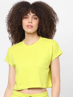 ONLY - Women Textured Green T-Shirt