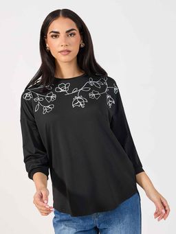 Styli - Black Printed Top