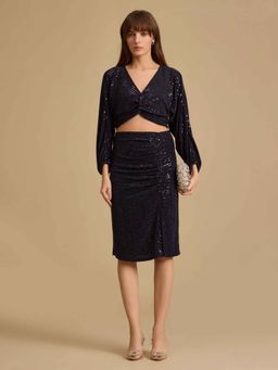 Kazo - Navy Blue Embellished Top