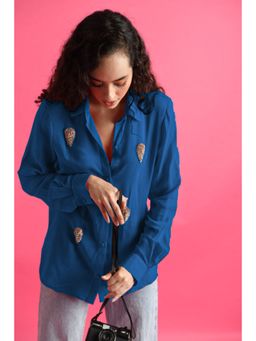 Attic Salt - Blue Deluxe Embellished Shirt