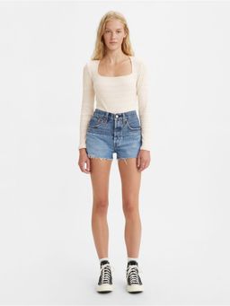 Levi's - Womens Mid Rise Blue Classic Fit Shorts