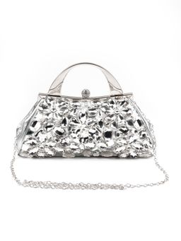 Odette - Silver Jazzy Embellished Sling Bag For Women