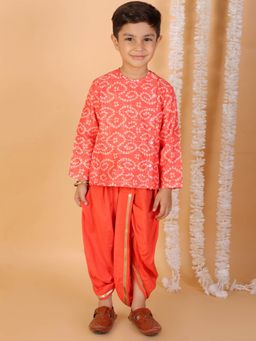 Lil Drama - Stylish Boys Printed Kurta Dhoti-orange (Set of 2)