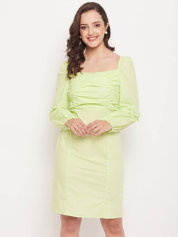 Madame - Women Green A-Line Knee Length Dress
