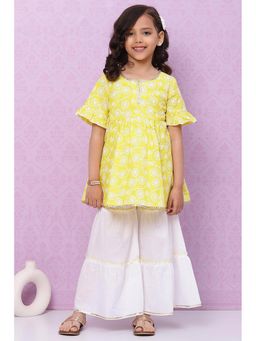 Biba - Girls Yellow Printed Sharara (Set of 2)
