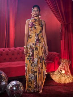 House of Fett - Signoria Floral Draped Jumpsuit