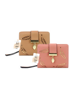NFI Essentials - Pack Of 2 Pu Leather Mini Clutch Walle Leaf Bi-Fold Card Holder (One Size)