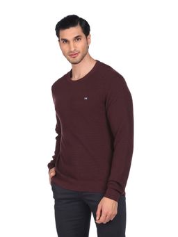 Arrow - Sports Men Burgundy Pure Cotton Patterned Knit Sweater