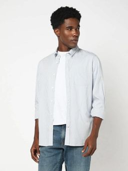 GAP - Men'S Vertical Stripes Print Spread Collar Full Sleeve Shirt