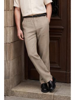 Snitch - Beige Textured Straight Trouser for Men
