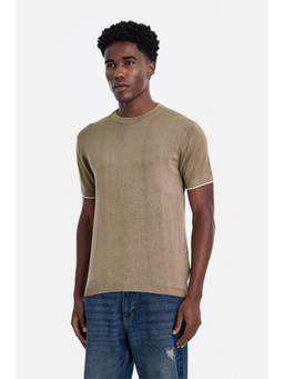 Snitch - Beige Solid Half Sleeves Regular Casual T-shirt for Men
