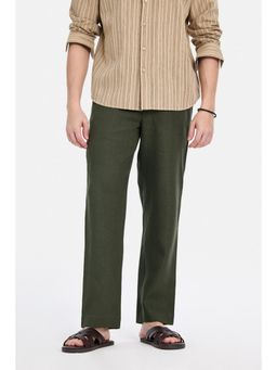 Snitch - Dark Green Textured Relaxed Trouser for Men