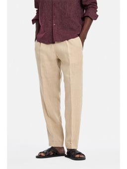 Snitch - Beige Textured Loose Trouser for Men