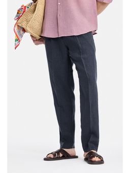 Snitch - Navy Textured Loose Trouser for Men