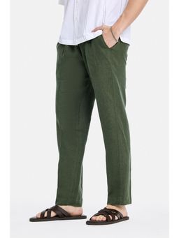 Snitch - Dark Green Textured Loose Trouser for Men