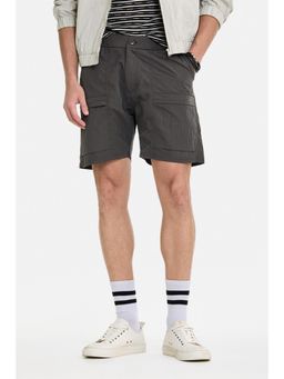 Snitch - Dark Grey Textured Loose Casual Shorts for Men