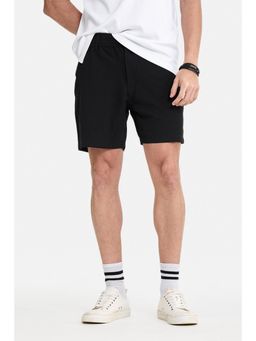 Snitch - Black Textured Relaxed Short for Men