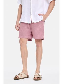 Snitch - Pastel Pink Ribbed Regular Casual Shorts for Men