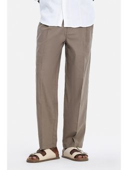 Snitch - Beige Textured Straight Trouser for Men