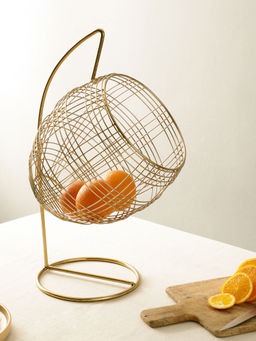 De Maison Decor - Gold Finish Abbys Fruit & Bread Basket