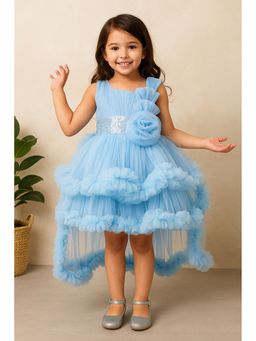 Lagorii - Layered Ruffled Sequins Party Blue Frock