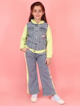 Cutecumber - Winter Clothing Girls Denim Hooded Green Co-Ord Set