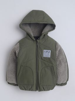 Little Kangaroos - Boys Quilted Hooded Green Jacket
