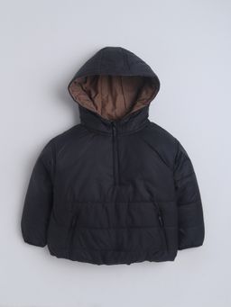 Little Kangaroos - Boys Quilted Hooded Black Jacket