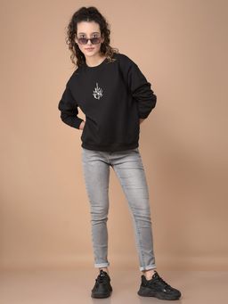 CRIMSOUNE CLUB - Women Black Graphic Print Sweatshirt
