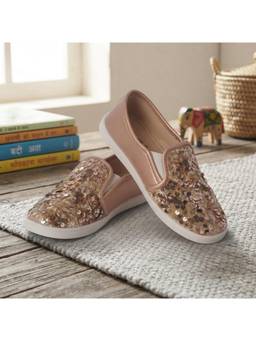 BOYZ N GALZ - Girls Rose Gold Sequin Sneakers